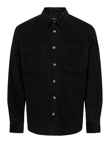 ONLY & SONS Herren Onsalp RLX 2pkt Washd Cord Shirt Noos Langarmhemd, Schwarz, M EU von ONLY & SONS