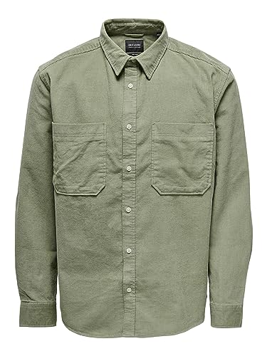 ONLY & SONS Herren Onsalp Rlx 2pkt Washd Cord Ls Shirt Noos, Seagrass, L von ONLY & SONS