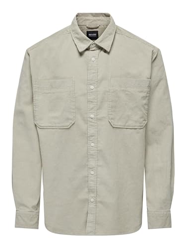 ONLY & SONS Herren Onsalp Rlx 2pkt Washd Cord Ls Shirt Noos, Silver Lining, L von ONLY & SONS