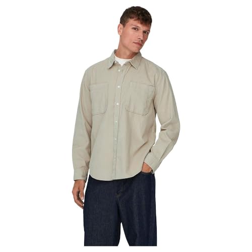 ONLY & SONS Herren Onsalp Rlx 2pkt Washd Cord Ls Shirt Noos, Silver Lining, XXL von ONLY & SONS