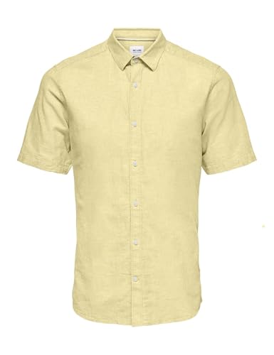 ONLY & SONS Herren Onscaiden Life Ss Solid Linen Blend Noos, Pastel Yellow, M von ONLY & SONS