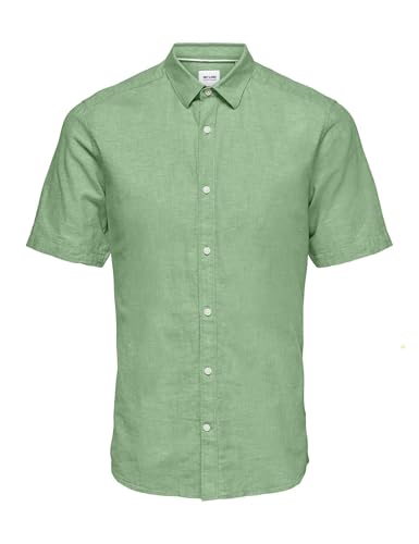 ONLY & SONS Herren Onscaiden Life Ss Solid Linen Blend Noos, Quiet Green, L von ONLY & SONS
