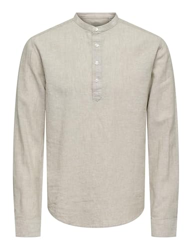 ONLY & SONS Herren Langarmshirt ONSCAIDEN - Slim Fit XS S M L XL XXL Beige Weiss, Größe:L, Farbe:Chinchilla 22009883 von ONLY & SONS
