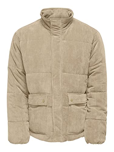 ONLY & SONS Herren Onscash Corduroy Puffer Jacket Otw, Chinchilla, M von ONLY & SONS