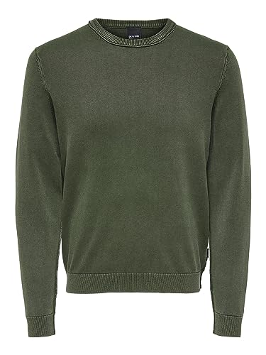 ONLY & SONS Herren Onsclark Reg Wash Crew Knit Sweater, Forest Night, M EU von ONLY & SONS