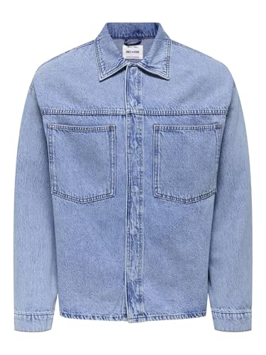 ONLY & SONS Herren Onsemil Box Azg DNM Jacket, Medium Blue Denim, l von ONLY & SONS