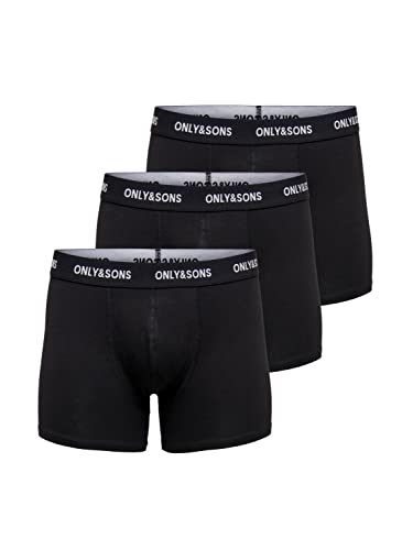 ONLY & SONS Herren Onsfitz Solid Black Trunk 3pack3854 Noos Boxer Shorts, Black/Detail:black Waistband, L EU von ONLY & SONS