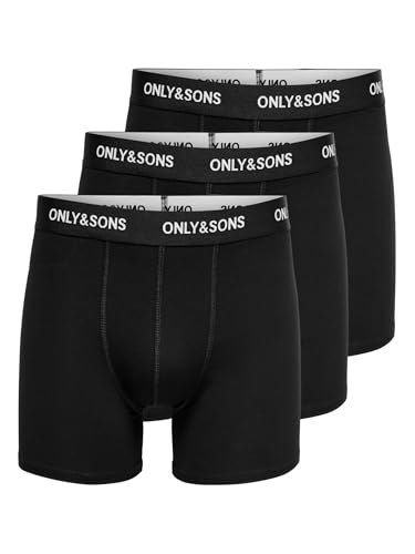 ONLY & SONS Herren Onsfitz Solid Black Trunk 3pack3854 Noos Boxer Shorts, Black/Detail:black Waistband, L EU von ONLY & SONS