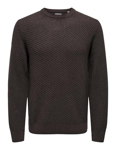 ONLY & SONS Herren Onsfoster Life Reg 7 Struc Crew Knit Strickpullover, Hot Fudge, L EU von ONLY & SONS