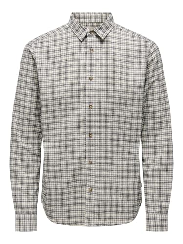 ONLY & SONS Herren Onsgudmund Ls Checked Shirt Noos, Egret, Small von ONLY & SONS