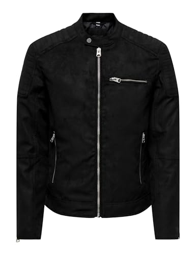 ONLY & SONS Herren Onsgus Faux Suede Racer Jacket OTW Noos, Black, x_s von Only & Sons