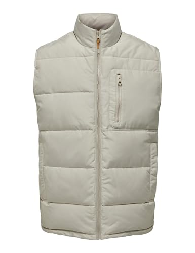ONLY & SONS Herren Onsjake Quilted Vest OTW Noos, Silver Lining, XS von ONLY & SONS