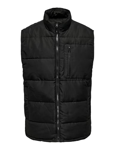 ONLY & SONS Herren Onsjake Quilted Vest OTW Steppweste, Black, L von Only & Sons