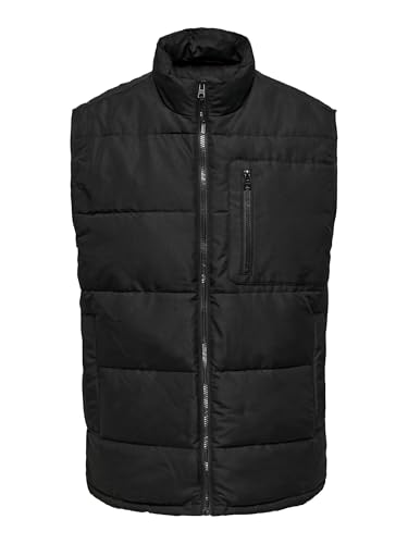 ONLY & SONS Herren Onsjake Quilted Vest OTW Steppweste, Black, S von ONLY & SONS