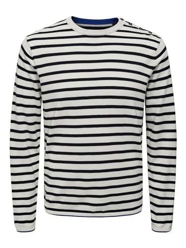 ONLY & SONS Herren Onskalby Reg 12 Stripe Knit, Antique White, L von ONLY & SONS