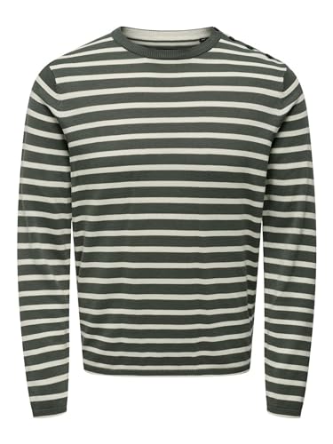 ONLY & SONS Herren Onskalby Reg 12 Stripe Knit, Castor Gray, M von ONLY & SONS