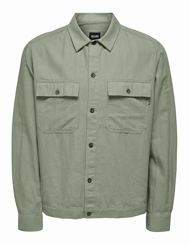 ONLY & SONS Herren Freizeit Hemd ONSKENNET - Relaxed Fit XS S M L XL XXL Beige, Größe:S, Farbe:Swamp 22019758 von ONLY & SONS
