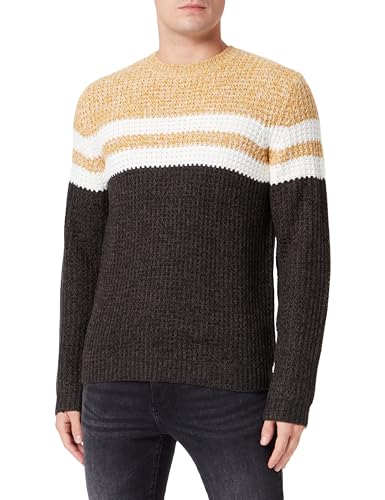 ONLY & SONS Herren Onslazlo Reg 3 Blocked Crew Neck Knit Cs, Rosin/Pattern:silver Fern, S von ONLY & SONS