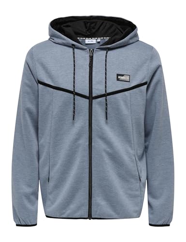 ONLY & SONS Herren Onsliam Reg Hoodie Tracksuit Sweatjacke, Flint Stone/Detail:Melange, M EU von ONLY & SONS