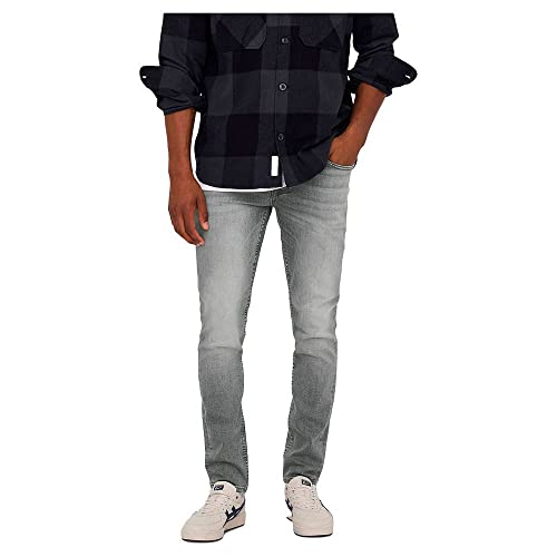 ONLY & SONS Herren Jeans ONSLOOM Slim Grey 3227 - Slim Fit - Grau - Grey Denim, Größe:32W / 34L, Farbvariante:Grey Denim 22023227 von ONLY & SONS