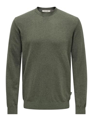ONLY & SONS Herren Onsloui Reg 12 Mel Crew Knit Strickpullover, Castor Gray/Detail:Melange, S EU von ONLY & SONS
