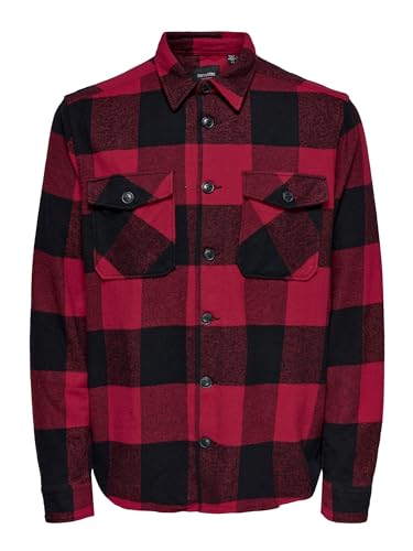 ONLY & SONS Herren Onsmilo Ls Check Overshirt Noos Shirt, Fiery Red, L EU von ONLY & SONS