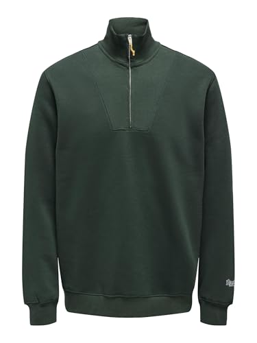 ONLY & SONS Herren Onsriley Reg 1/4 Zip High Neck SWT Vd Sweatshirt, Darkest Spruce, L EU von ONLY & SONS