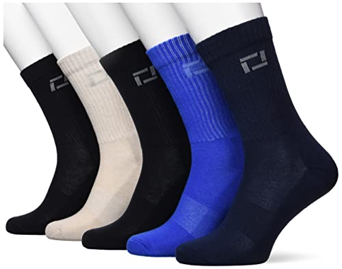 ONLY & SONS Herren Onsrody Solid Tennis Sock 5-pack, Black/Detail:2BLACK 1NAVY 1SILVER L 1BALEINE B, Einheitsgröße von ONLY & SONS