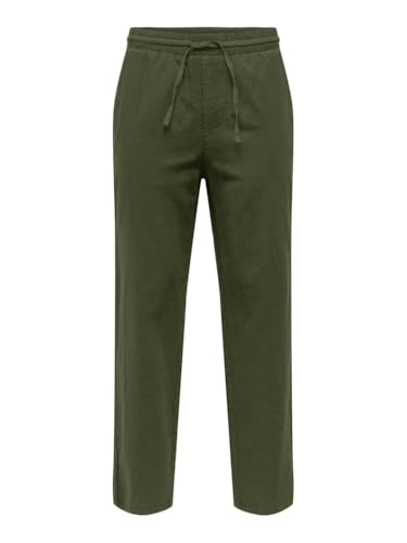 ONLY & SONS Herren Onssinus Loose 0007 Cot Lin Pant Noos Leinenhose, Olive Night, L EU von ONLY & SONS