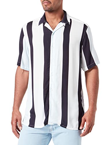 ONLY & SONS Herren Onswayne Life Reg Stripe Viscose Shirt, Dark Navy, L von ONLY & SONS