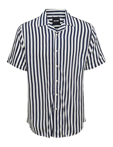 ONLY & SONS Herren Onswayne Striped Viscose Shirt Noos Freizeithemd, Dress Blues, L EU von ONLY & SONS