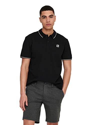 ONLY & SONS Herren Poloshirt ONSFLETCHER - Regular Fit XS S M L XL XXL, Größe:M, Farbe:Black Bright White Contrast Stripe 22024827 von ONLY & SONS
