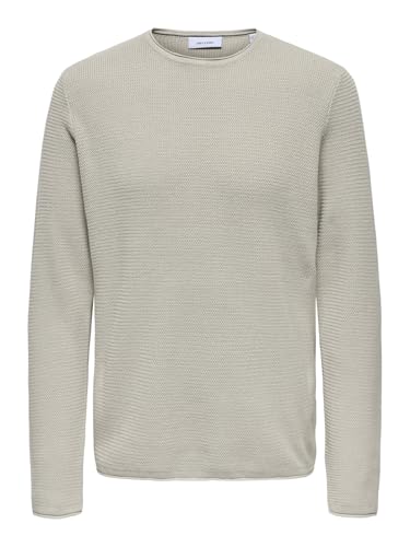 ONLY&SONS Herren Pullover Langarm Rundhals Baumwolle Bequem Stilvoll Strickpullover, Farben:Beige-2, Größe Pullover:XXL von ONLY & SONS
