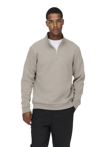 ONLY & SONS Herren Pullover ONSCERES Half Zip Sweat - Regular Fit S M L XL XXL, Größe:S, Farbe:22019055 Silver Lining von Only & Sons