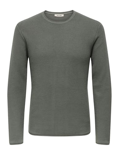 ONLY & SONS Herren Pullover ONSERIC REG 12 STRUC Crew Knit - Regular Fit S-XXL, Größe:M, Farbe:22029952 Castor Gray von ONLY & SONS