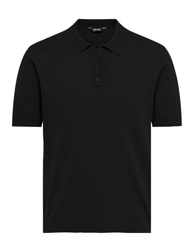 ONLY & SONS Herren Regular Fit Poloshirt Einfarbiges Basic Business Shirt ONSWYLER, Farben:Schwarz, Größe Pullover:L von ONLY & SONS