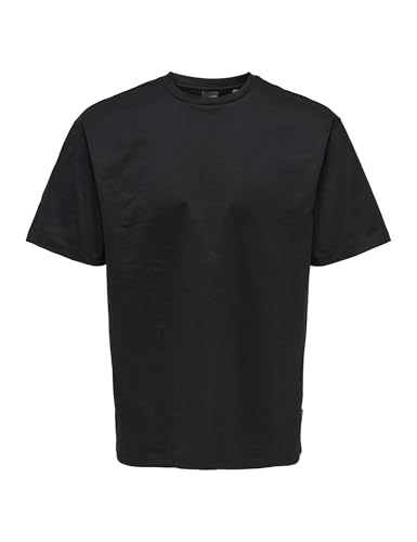 ONLY & SONS Herren Rundhals T-Shirt ONSFRED - Relaxed Fit S-XXL Schwarz Weiss, Größe:L, Farbe:Black 22022532 von Only & Sons