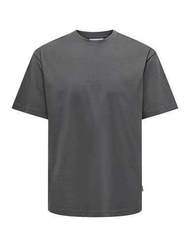 ONLY & SONS Herren Rundhals T-Shirt ONSFRED - Relaxed Fit S-XXL Schwarz Weiss, Größe:L, Farbe:Grey Pinstripe 22022532 von Only & Sons