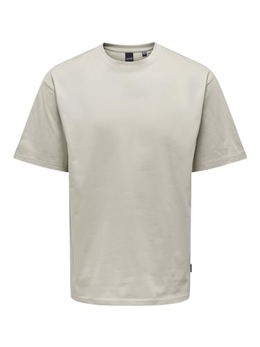 ONLY & SONS Herren Rundhals T-Shirt ONSFRED - Relaxed Fit S-XXL Schwarz Weiss, Größe:XL, Farbe:Silver Lining 22022532 von ONLY & SONS
