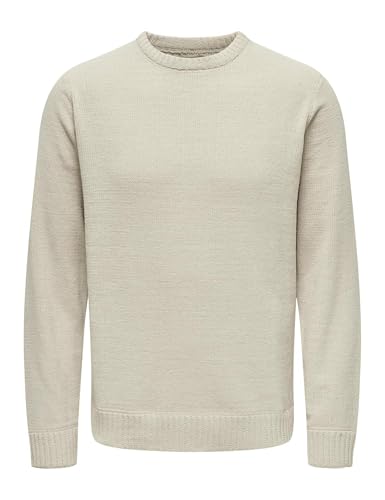 ONLY & SONS Herren Pullover ONSETHAN Life REG 7 Crew Knit T - Regular Fit, Größe:XXL, Farbe:22029788 Silver Lining von ONLY & SONS