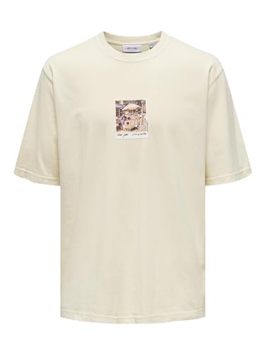 ONLY & SONS Herren T-Shirt Loose fit Rundhals Kurzarm Gummidruck New York Oberteil 22030149,Cloud Dancer,XL ONLY & SONS Herren T-Shirt Loose fit Rundhals Kurzarm Gummidruck New York Oberteil 22030149,Cloud Dancer,XL von ONLY & SONS