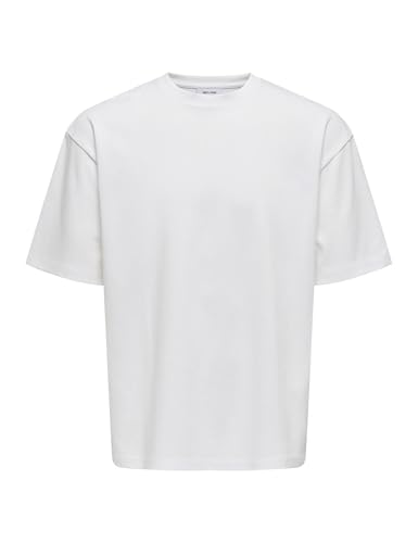 ONLY & SONS Herren T-Shirt Rundhals Oversize Fit Jersey Shirt Dropped Shoulder Design Top, Farben:Weiß-3, Größe:M ONLY & SONS Herren T-Shirt Rundhals Oversize Fit Jersey Shirt Dropped Shoulder Design Top, Farben:Weiß-3, Größe:M von ONLY & SONS