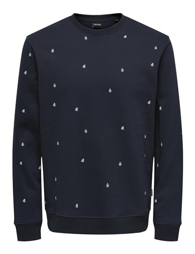 ONLY&SONS Herren Weicher Pullover Basic Sweatshirt lässig bequem, Farben:Dunkelblau, Größe Pullover:M von ONLY & SONS