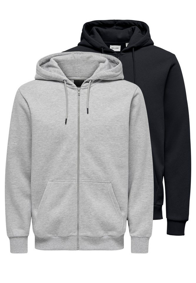 ONLY & SONS Hoodie 2er Pack Ceres (Spar-Set, 2-tlg) Sweatjacke / Hoodie - Baumwolle - Atmungsaktiv von ONLY & SONS