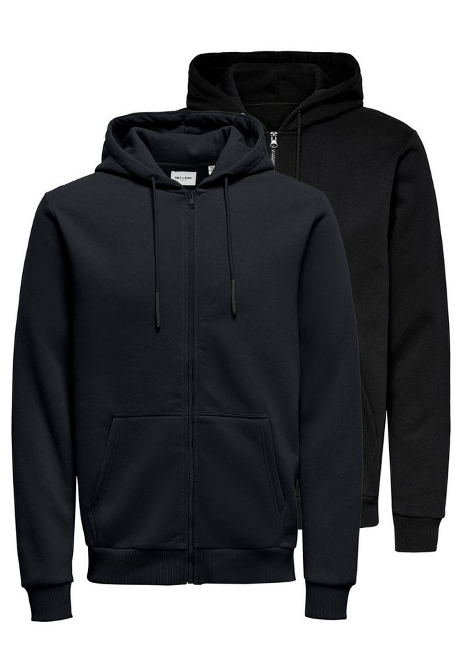 ONLY & SONS Hoodie 2er Pack Ceres (Spar-Set, 2-tlg) Sweatjacke / Hoodie - Baumwolle - Atmungsaktiv von ONLY & SONS
