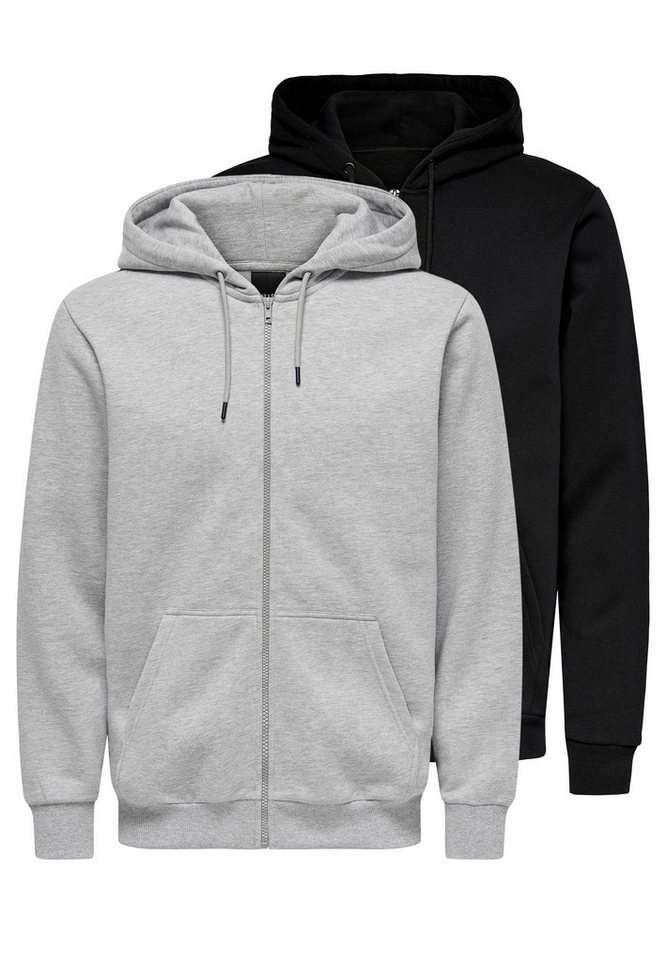 ONLY & SONS Hoodie 2er Pack Ceres (Spar-Set, 2-tlg) Sweatjacke / Hoodie - Baumwolle - Atmungsaktiv von ONLY & SONS