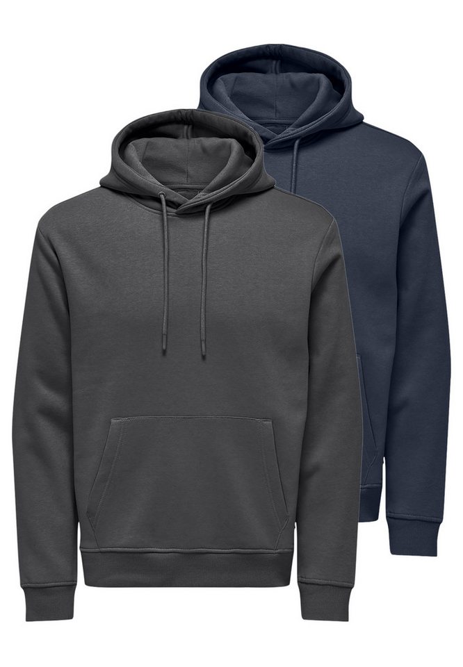 ONLY & SONS Hoodie 2er Pack Connor (Spar-Set, 2-tlg) Sweatshirt / Hoodie - Atmungsaktiv - Hoodie mit lässigem Look von ONLY & SONS