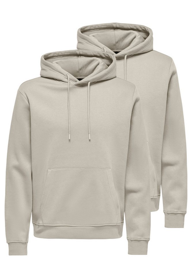 ONLY & SONS Hoodie 2er Pack Connor (Spar-Set, 2-tlg) Sweatshirt / Hoodie - Atmungsaktiv - Hoodie mit lässigem Look von ONLY & SONS