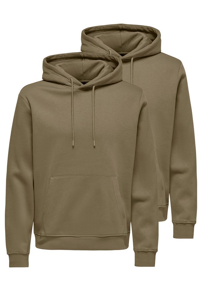 ONLY & SONS Hoodie 2er Pack Connor (Spar-Set, 2-tlg) Sweatshirt / Hoodie - Atmungsaktiv - Hoodie mit lässigem Look von ONLY & SONS