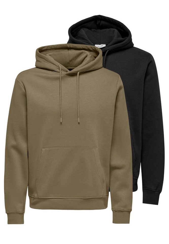 ONLY & SONS Hoodie 2er Pack Connor (Spar-Set, 2-tlg) Sweatshirt / Hoodie - Atmungsaktiv - Hoodie mit lässigem Look von ONLY & SONS